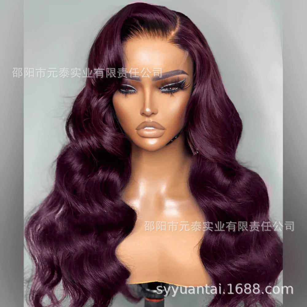 Fashion Mixed Color Big Wave Synthetic Lace Front Wig Long Curly Wig Manufacturer Sale