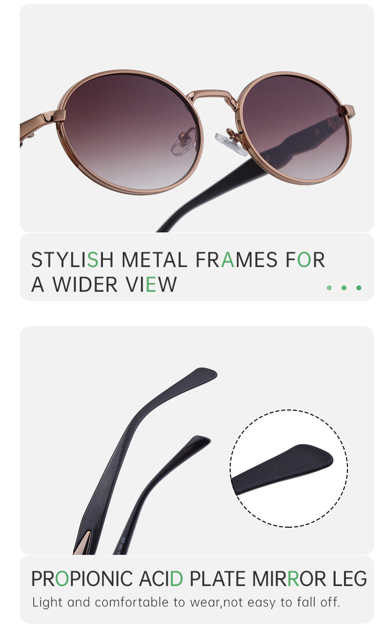 Oval Small Frame Sunglasses for Women, High-End Brand, European and American Style, Trendy UV Protection Sunglasses