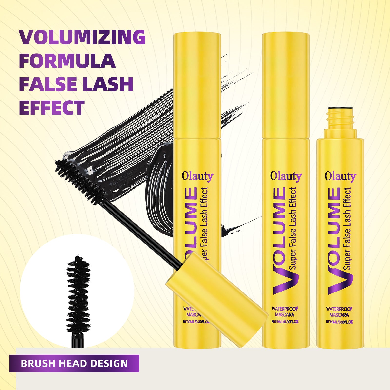 tkOlauty False Eyelashes Waterproof Mascara9ml Long-lasting non-smudge fiber volumizing curling mascara