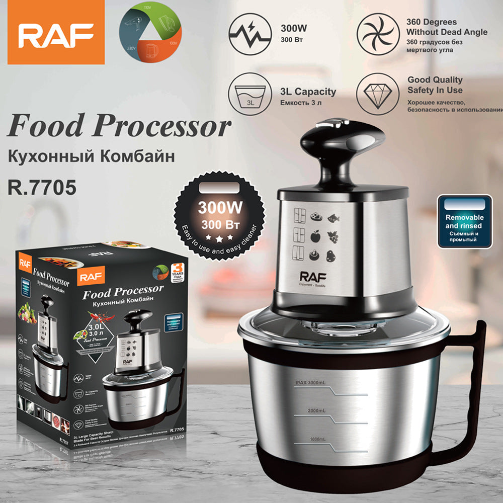 RAF European Standard Stainless Steel Electric Meat Grinder, Vegetable Chopper, Meat Mincer, Household Dual-Speed Food Processor R7705