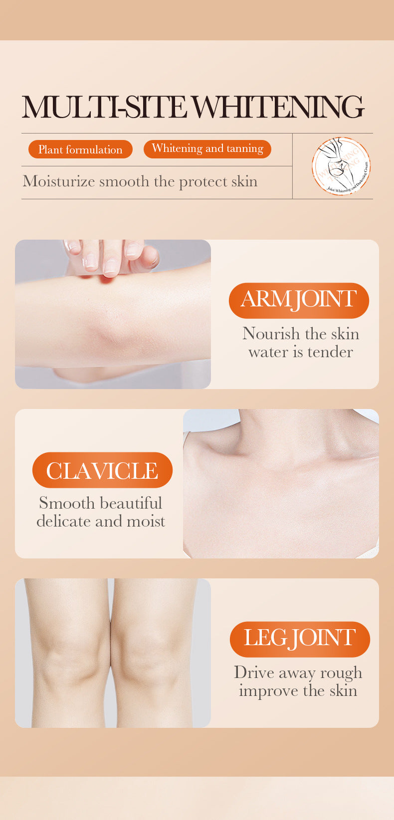 Joint Whitening and Dark Spot Removal Cream140g SADOER Vitamin C Moisturizing Body Lotion  Wholesale