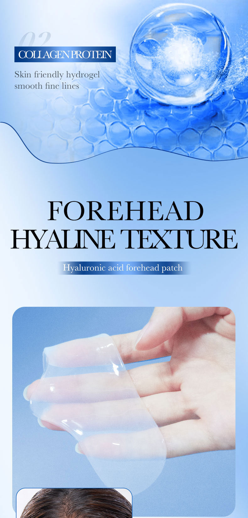 Hyaluronic Acid Forehead Patch SADOER Collagen Firming Improves Forehead Wrinkles  Wholesale