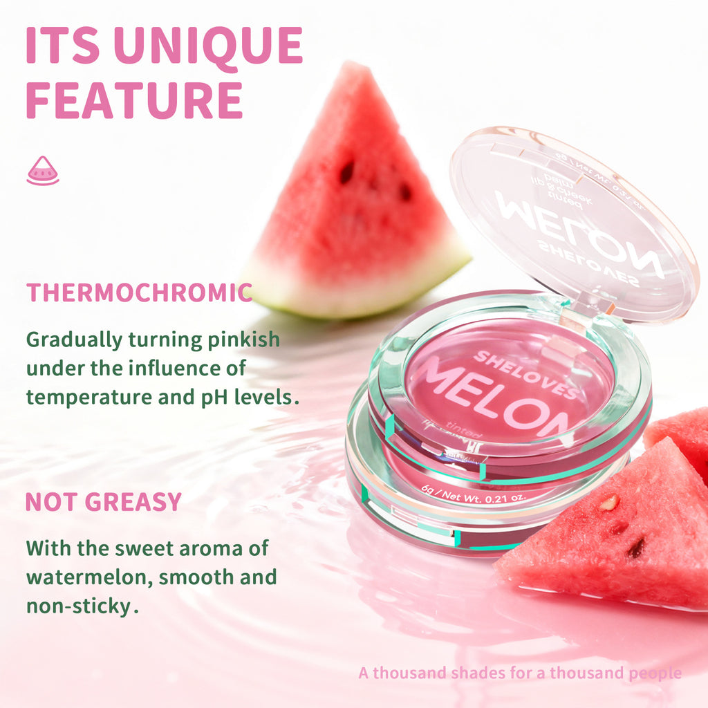 Exclusive Supply SHELOVES Temperature-sensitive Color-changing Water Gloss Blush Stick Lip and Cheek Rouge Multi-use Cream Non-liquid Blush