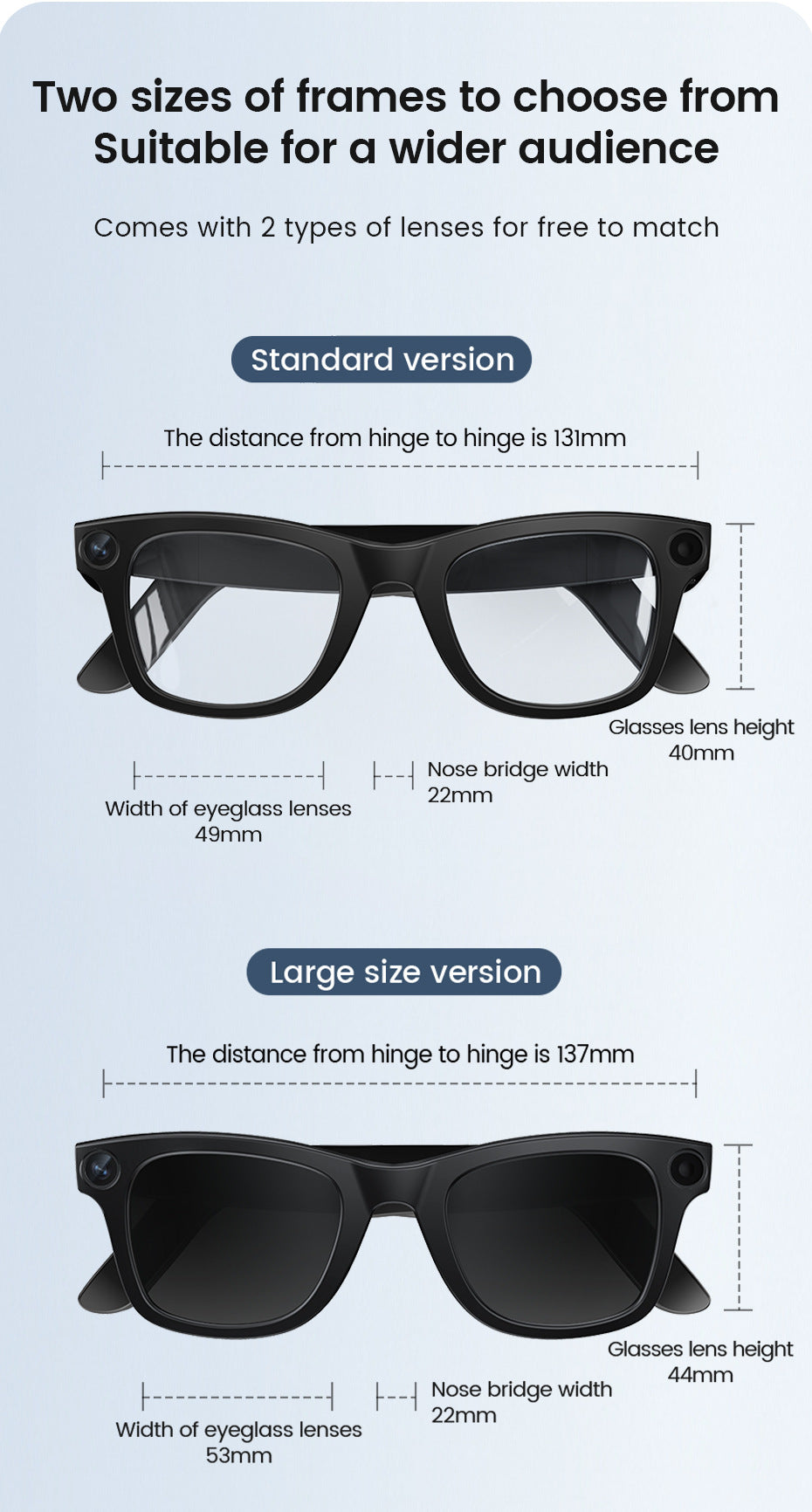 E03Smart Glasses800100 Megapixel Camera with Image Stabilization1200P Video Recording AI Simultaneous Translation Character Recognition