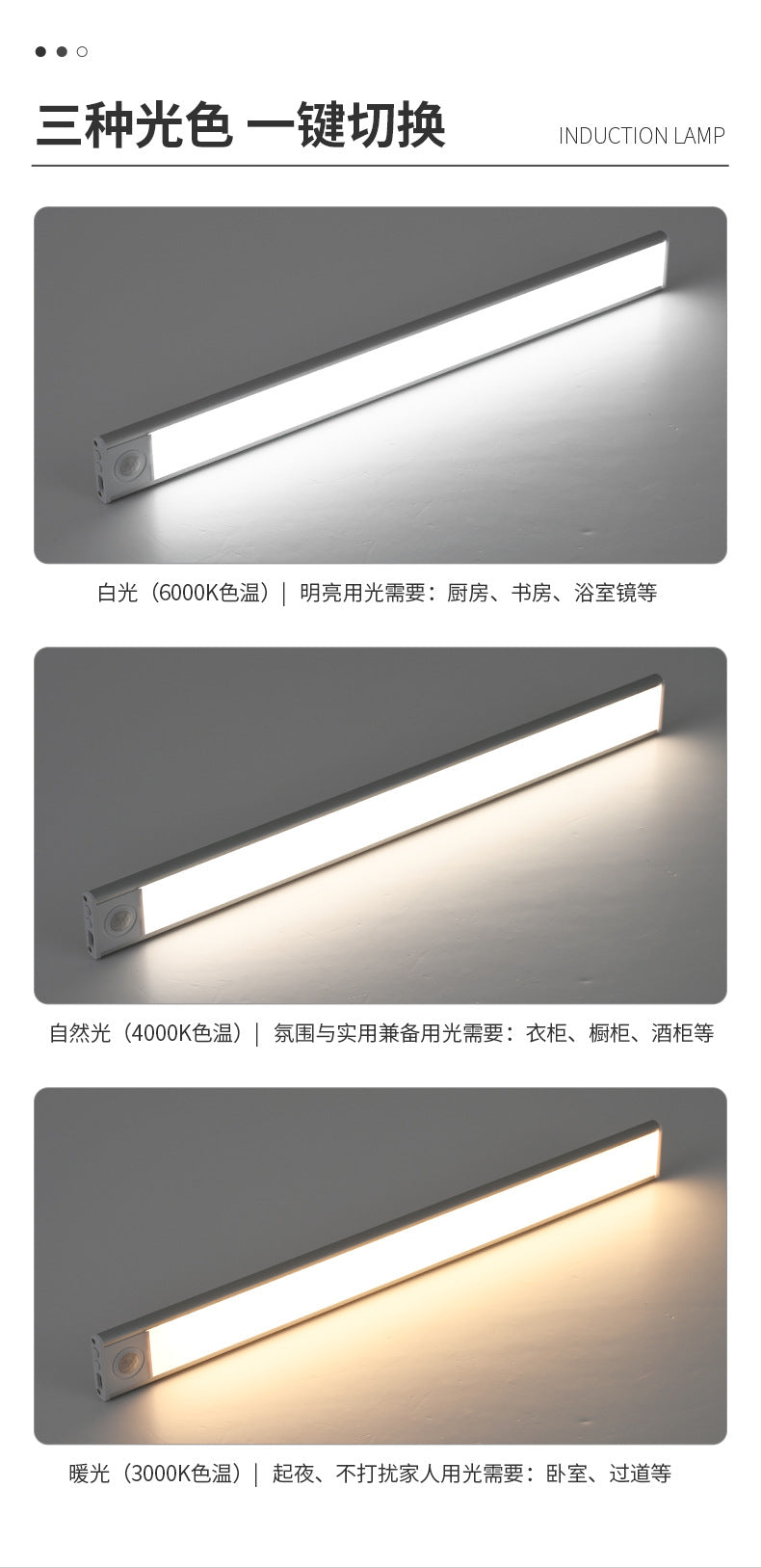Ultra-thin Smart Human Body Sensor led Lamp Long Strip Magnetic Self-Adhesive Rechargeable Cabinet Wardrobe Wine Cabinet Light Strip Light Tape