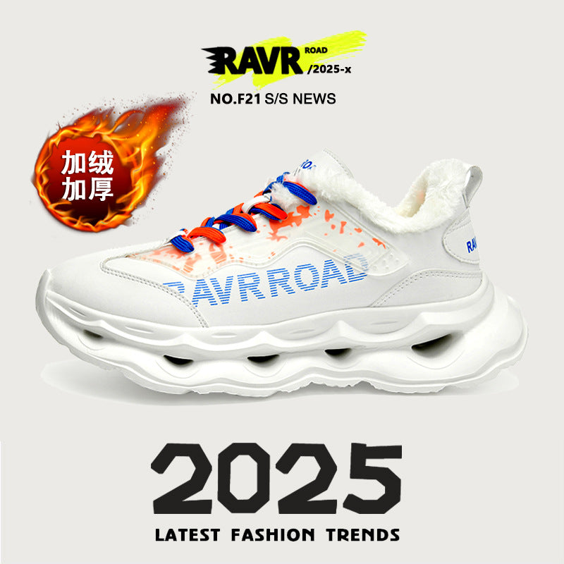 Winter New Ultra-fiber Leather Waterproof Fashion Casual Sports Shoes with Fleece Lining Warm Men's Shoes Non-slip Wear-resistant Running Shoes