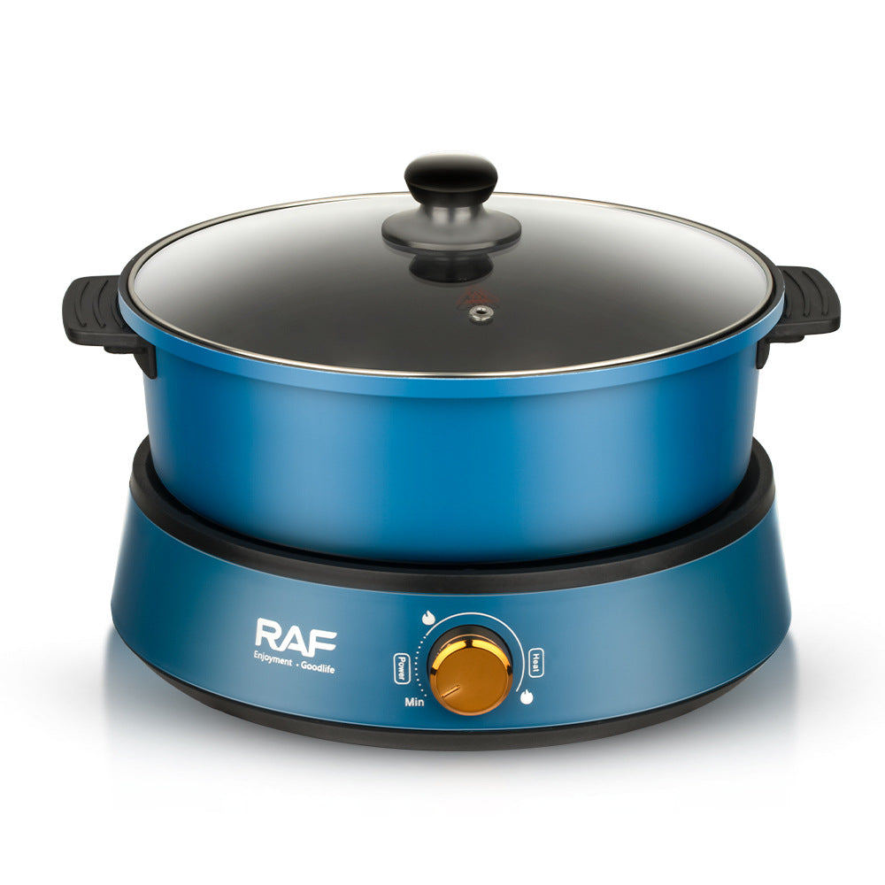 RAF European Standard Household BBQ Hot Pot Grill All-in-One Pot Multifunctional BBQ Machine Grilling and Stir-Frying Electric Grill Pan