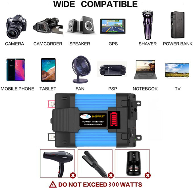 Car Converter Car Small Appliance Inverter300W/500W 12V Turn110V/220V Double USB Interface