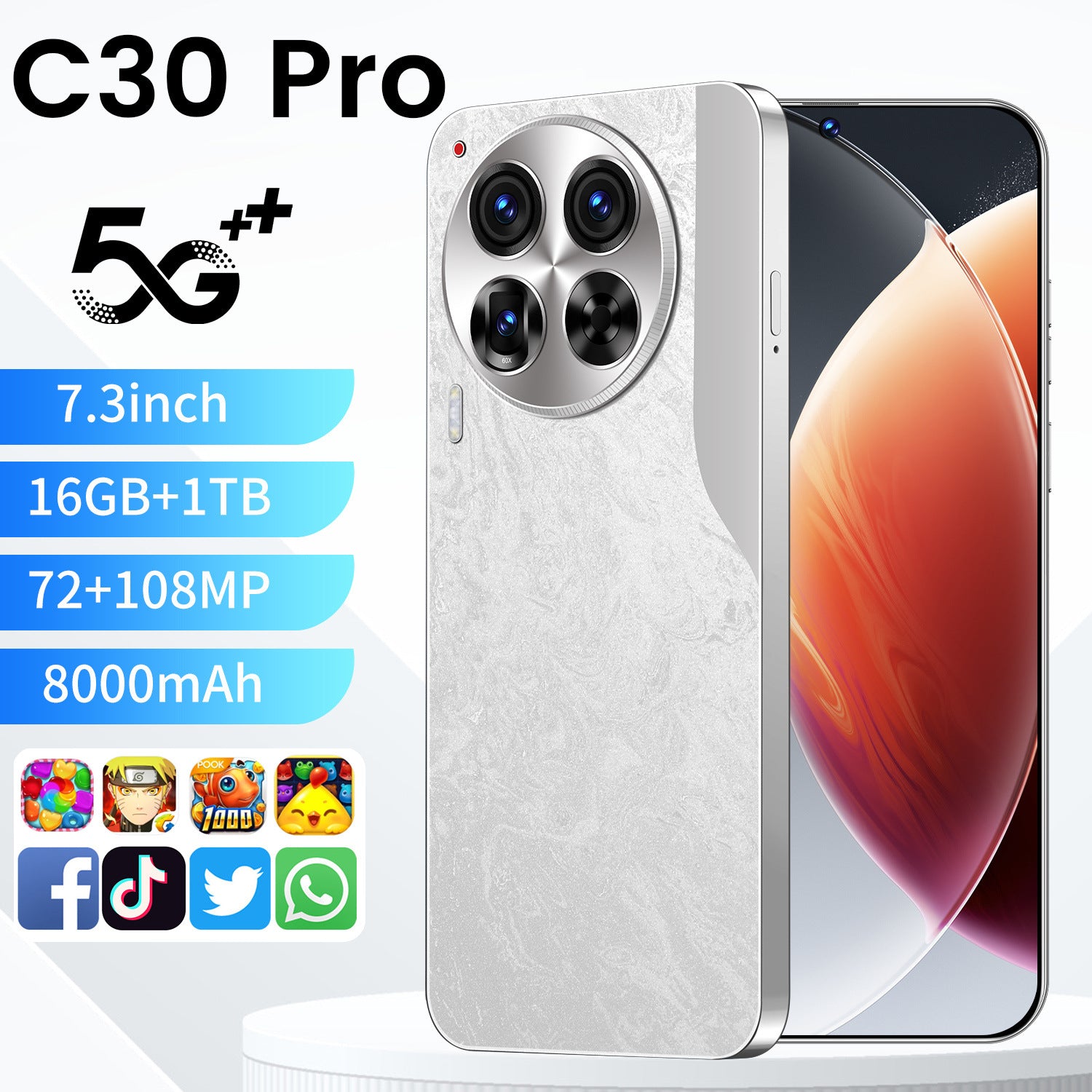 Specially designed for smartphones C30 Pro Large Ultra-Wide Screen16+1T Factory Direct Price Hot Sale(Popular)