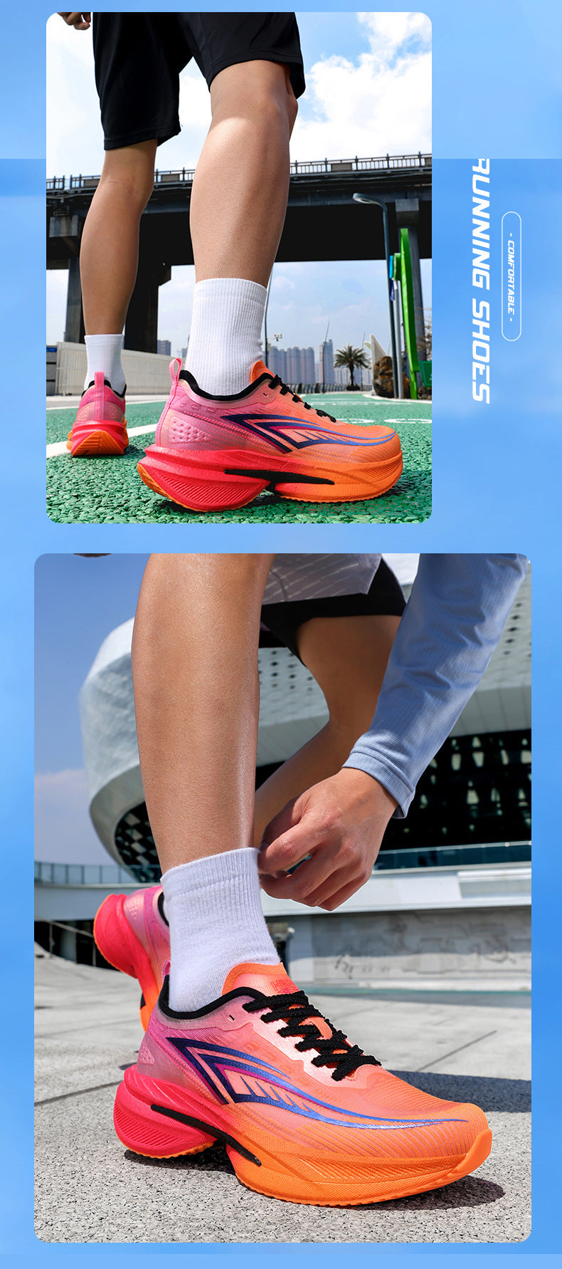 Spring Running Shoes Professional Physical Test Student Middle School Entrance Exam Field Training Shoes Carbon Plate Sports Casual Shoes Shock Absorption Men's Shoes