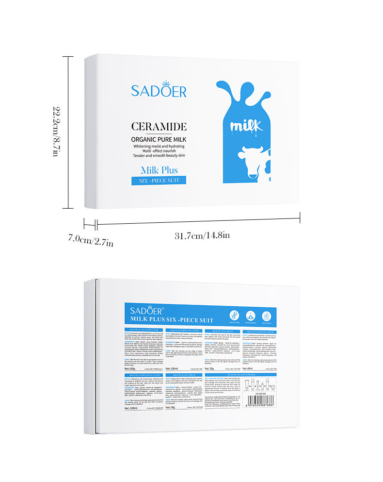 Milk Skin Care Set SADOER Ceramide Whitening and Moisturizing Six-piece Set Cross-border Foreign Trade Wholesale