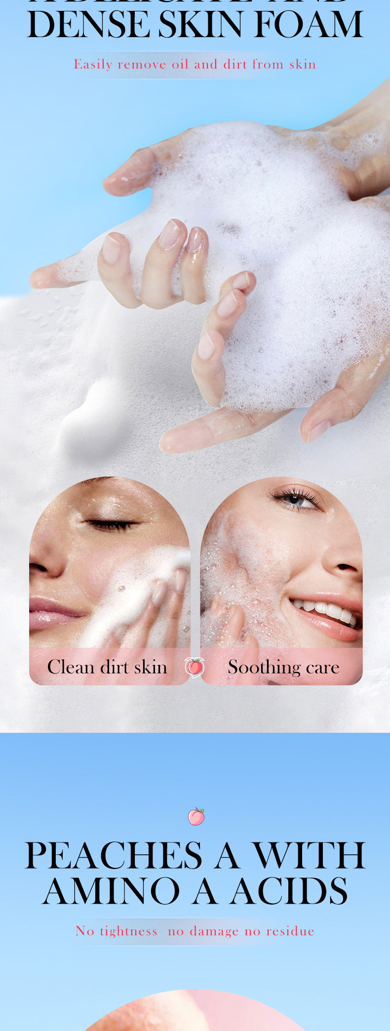 Facial Cleanser150g SADOER Green Tea Cleansing Peach Moisturizing Cleanser  Wholesale