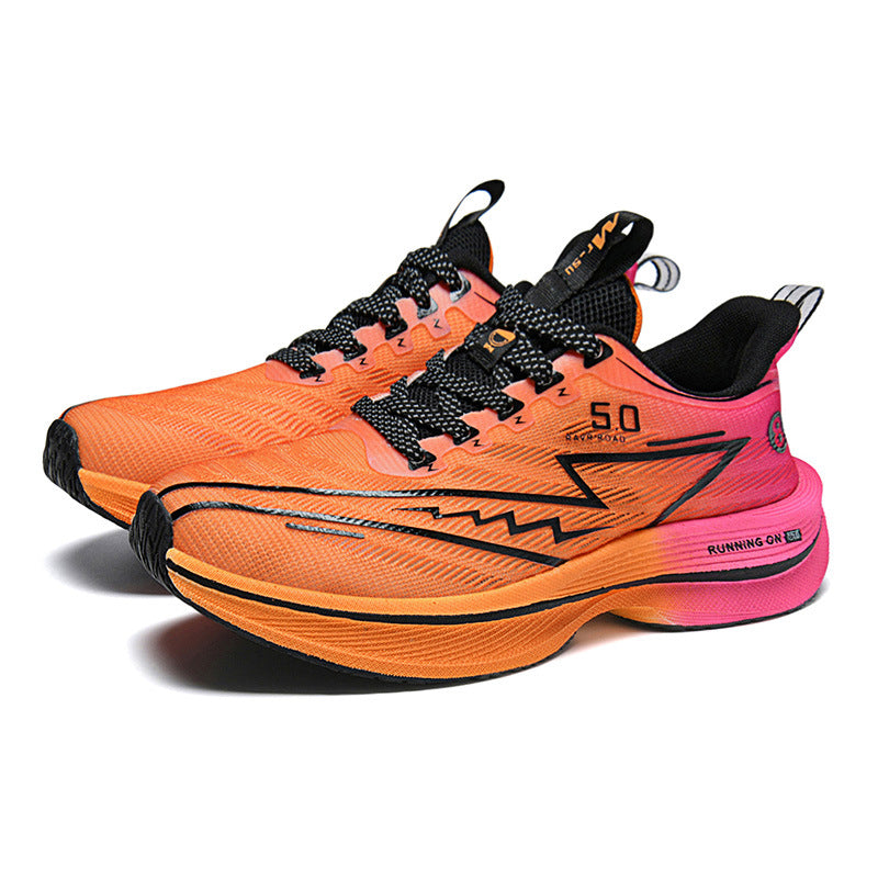 Carbon Plate Running Shoes Mesh Ultra-light Breathable Sports Shoes Men Couple All-match Casual Popcorn Running Shoes Breathable Lightweight