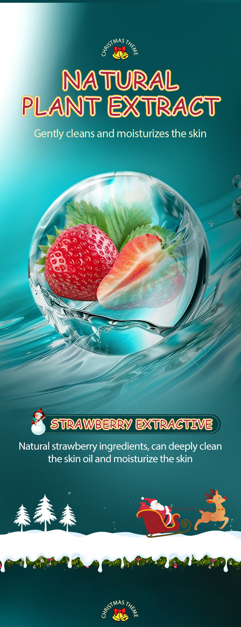 Christmas Strawberry Amino Acid Cleansing Mousse SADOER Cleansing facial cleanser  foreign trade wholesale