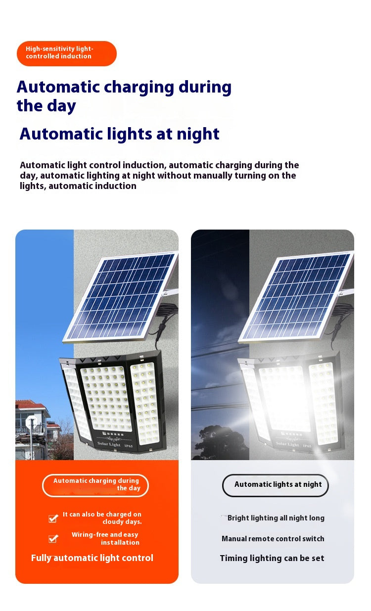 Wholesale Cross-Border New Super Bright LED Solar Flood Lights Outdoor Waterproof Garden and Street Lighting with IP65 Rating