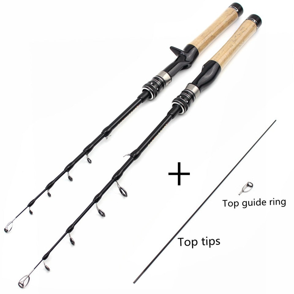Portable Telescopic Lure Rod ul European and American Style Carbon Fiber Short Section Fishing Rod with Cork Handle