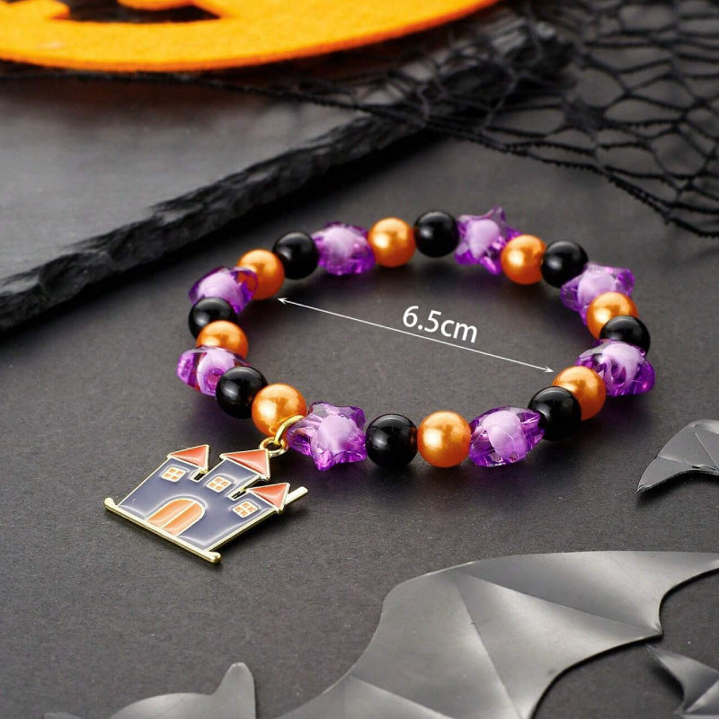 Women's Holiday Bracelet Gift European and American Style Quirky Bracelet Beaded Castle Pendant Halloween Bracelet