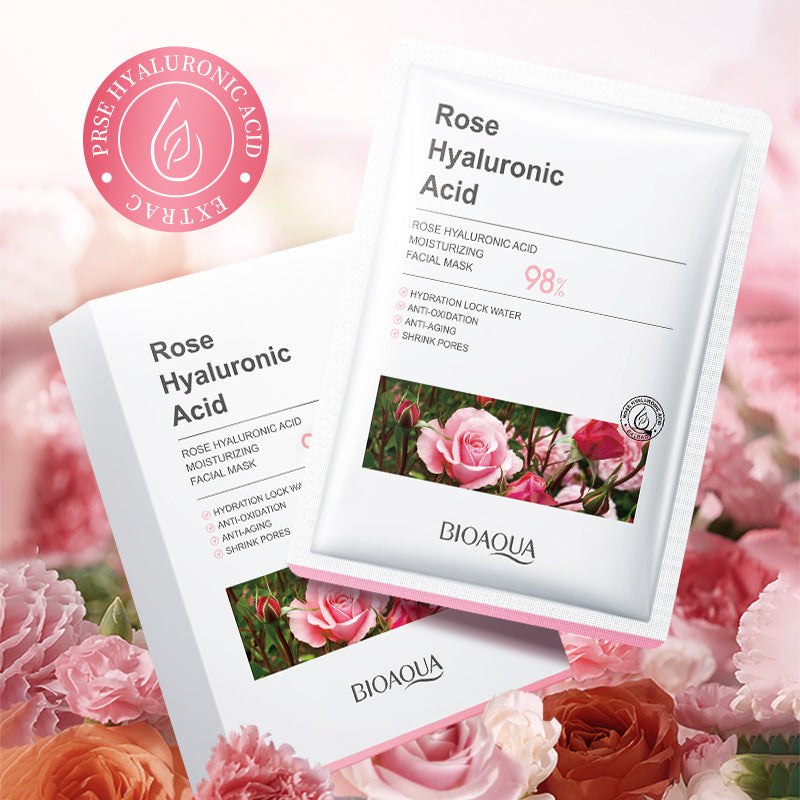 Rose Mask BIOAOUA Hyaluronic Acid Hydrating Moisturizing Softening Boxed Cross-Border Wholesale