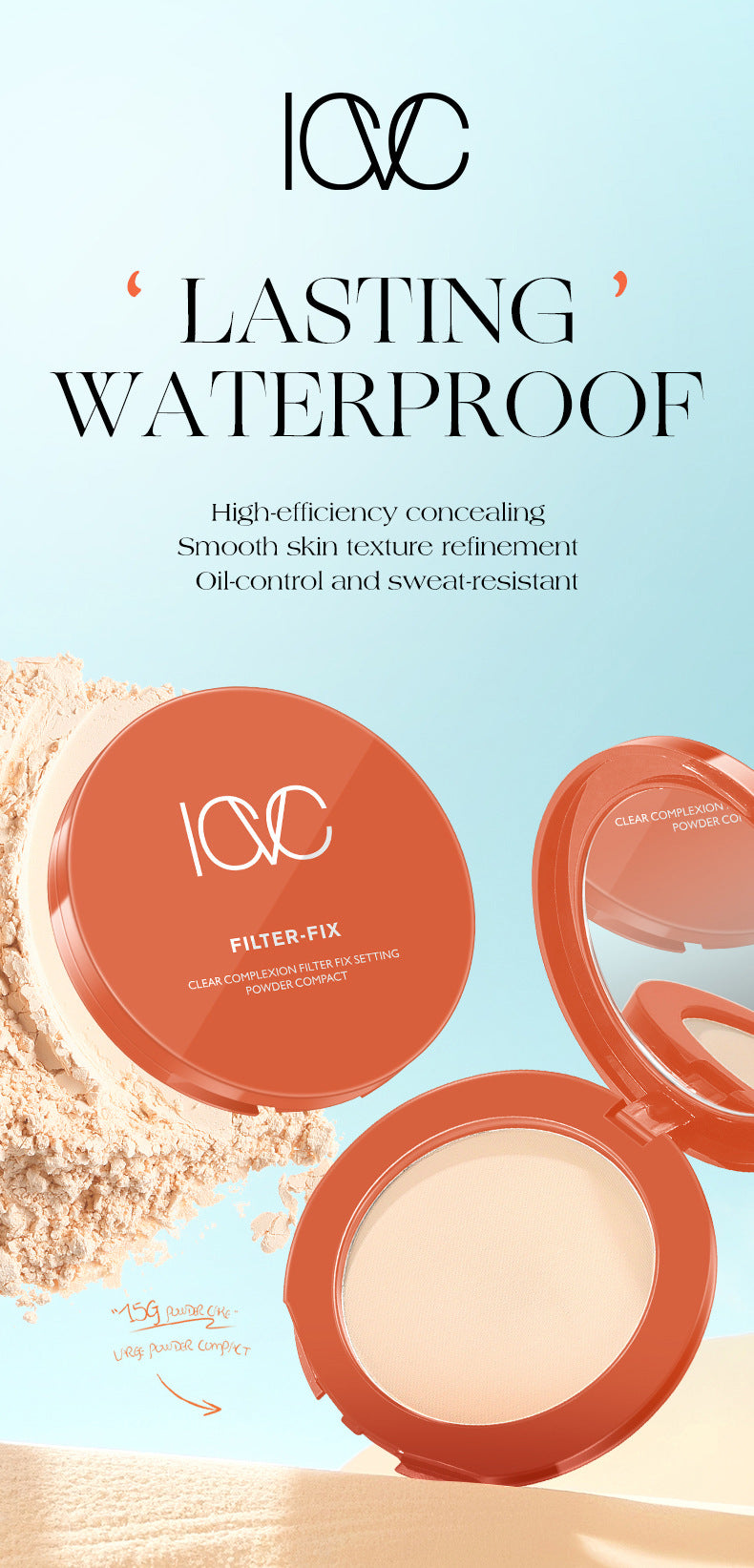 ICVC#1203Nude Powder Setting Powder15g Comes with Puff and Makeup Mirror Version Beauty
