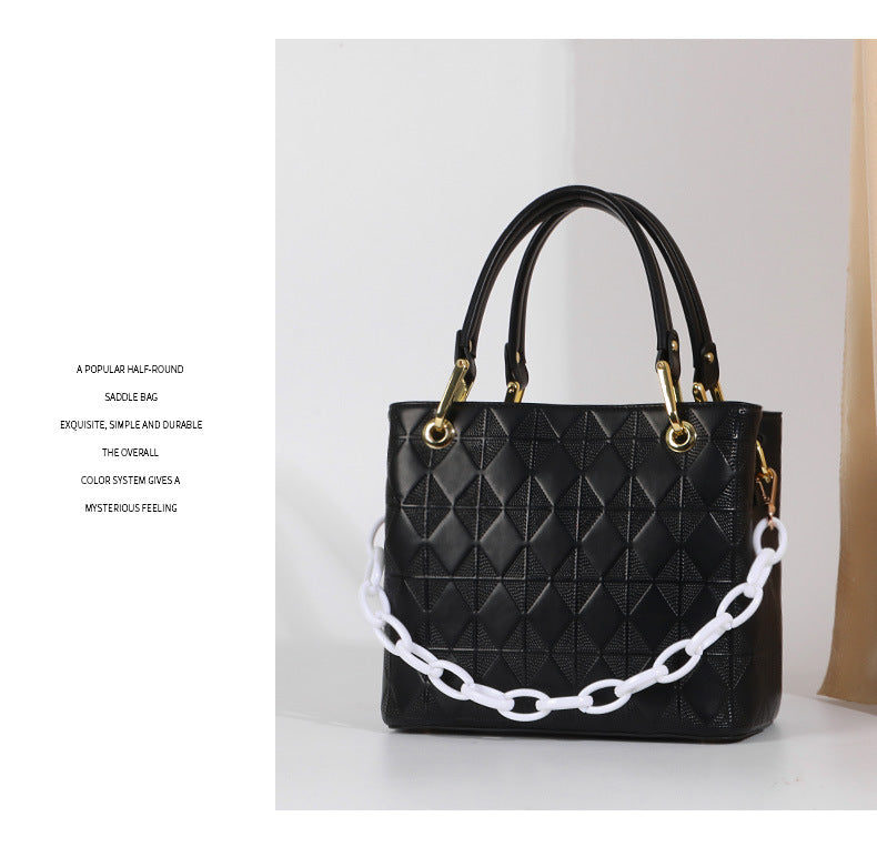 Fashion Quilted Handbag Simple Versatile Design Textured Fashion Single Shoulder Crossbody Women's Bag