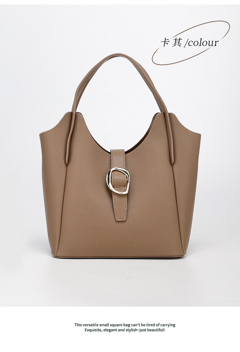 Genuine Leather2024New Summer Trend Commuter Handheld Basket Bag for Women, Niche Versatile Shoulder Crossbody Bag