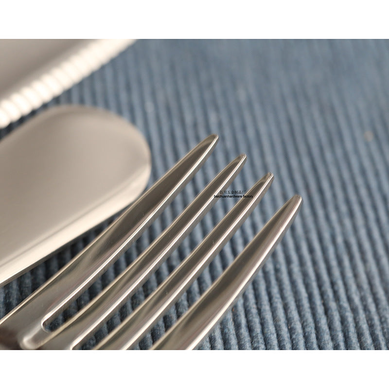 304Mirror Finish Western Tableware Set Color Block Two-Tone Handle Butter Knife Fork Spoon Clip Handle Steak Dessert Spoon Fork