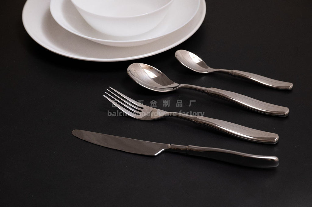 304Stainless Steel Spoon with Thickened Handle, Simple Household Knife, Fork, Spoon, Western Restaurant Supplies, Cutlery Set Wholesale