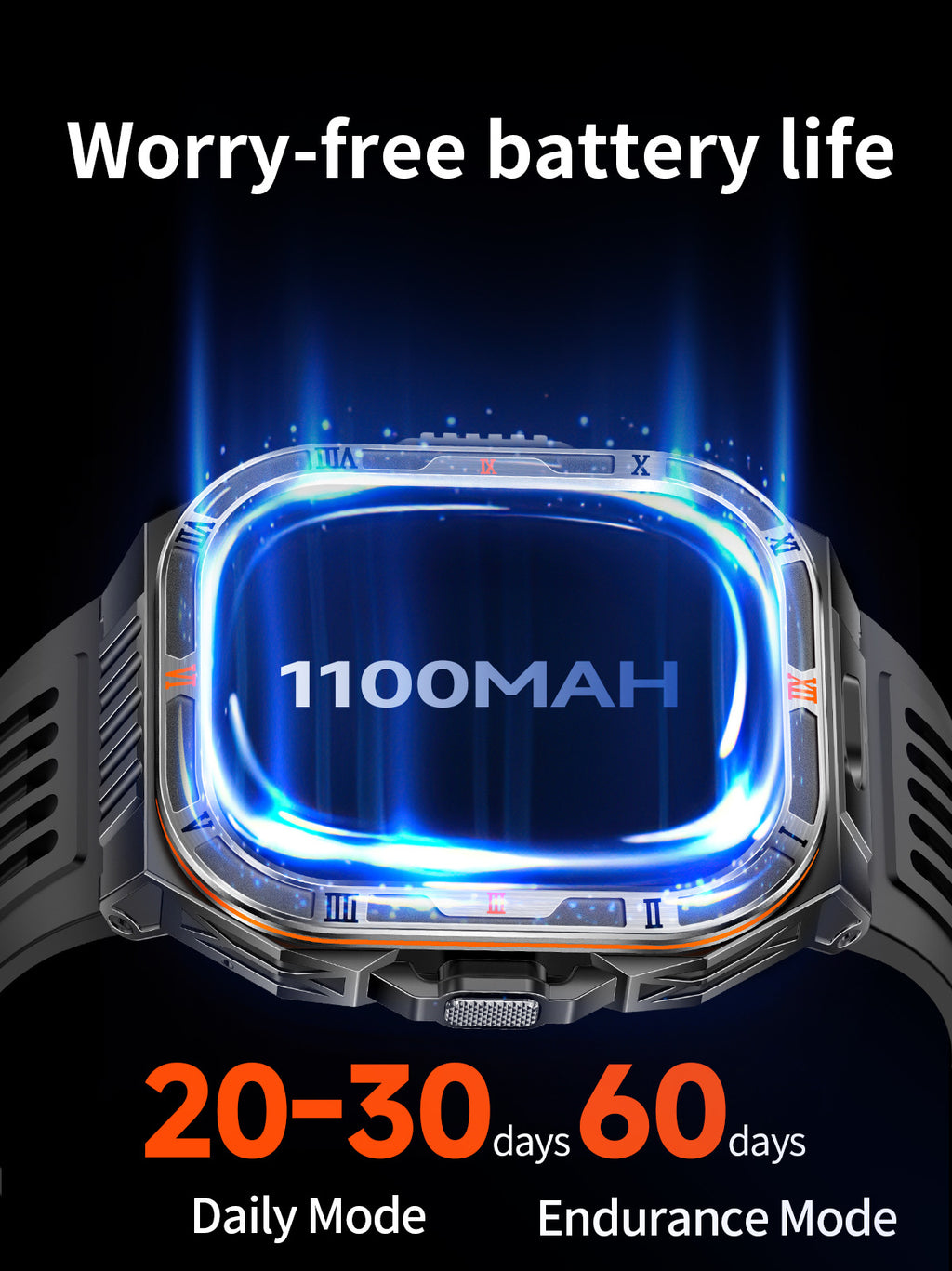 HT38Smart Watch Bluetooth Call Heart Rate Pedometer Sleep Flashlight Deep Waterproof Large Battery Three-Proof Sports