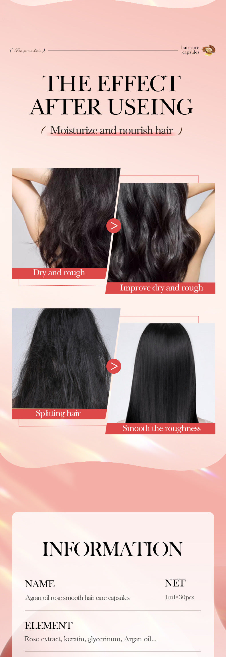 Nut Oil Hair Care Capsules SADOER Improve Frizz Essential Oil Capsule Conditioner  Wholesale