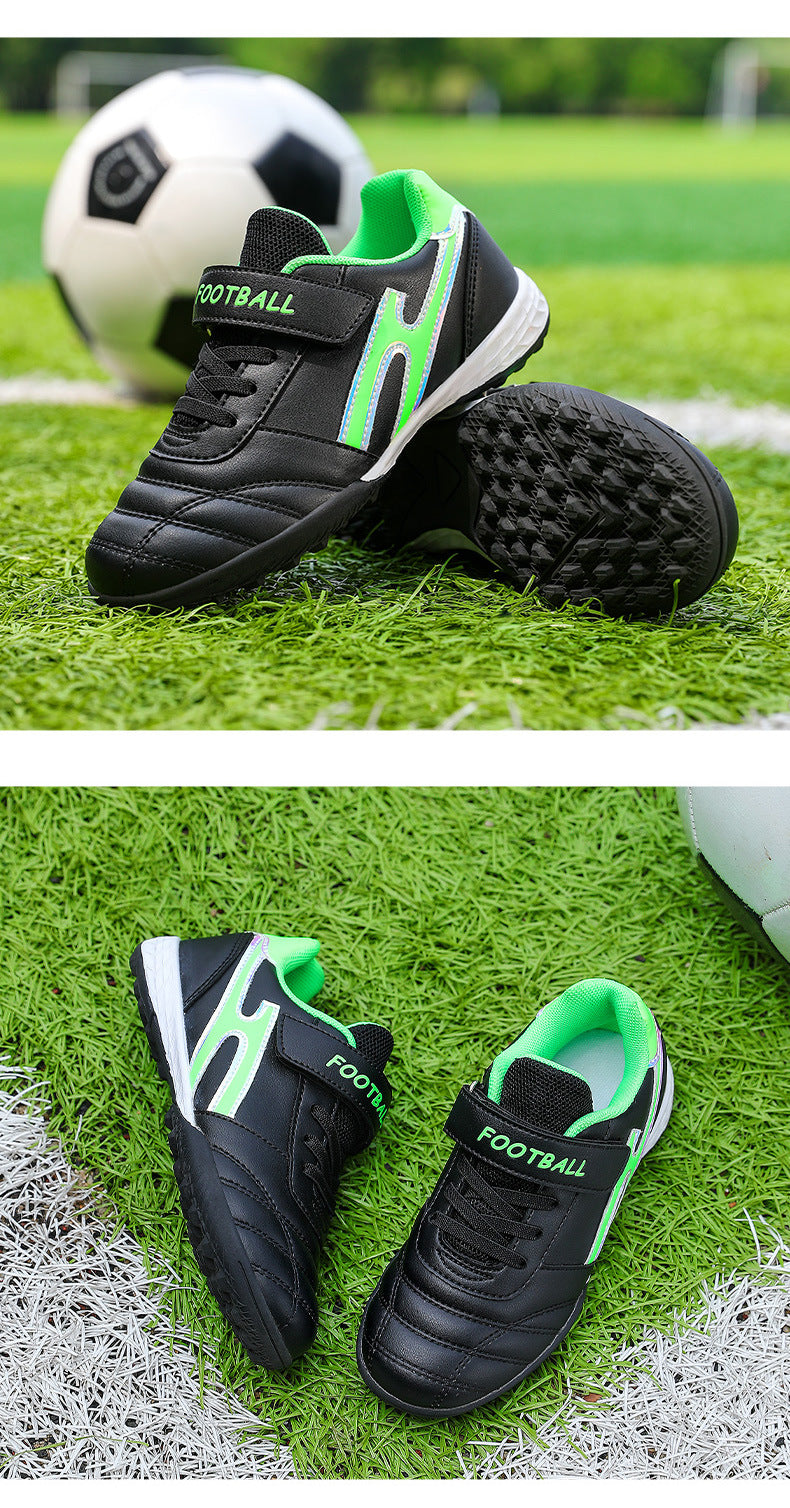 New football shoes for men and women with Velcro for children TF Broken Nail Style Youth Student Grassland Flat Training Shoes