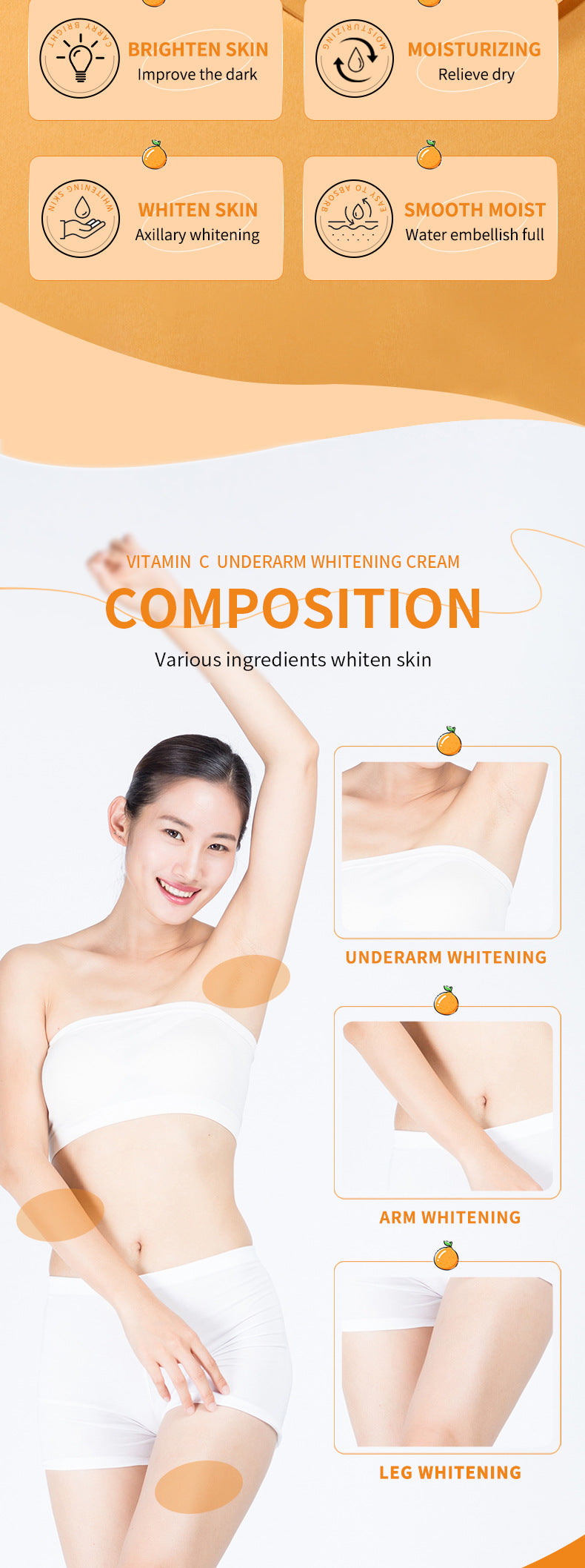 VC Armpit Whitening Cream SADOER Dimension C Even Skin Tone Body Cream  Foreign Trade Wholesale
