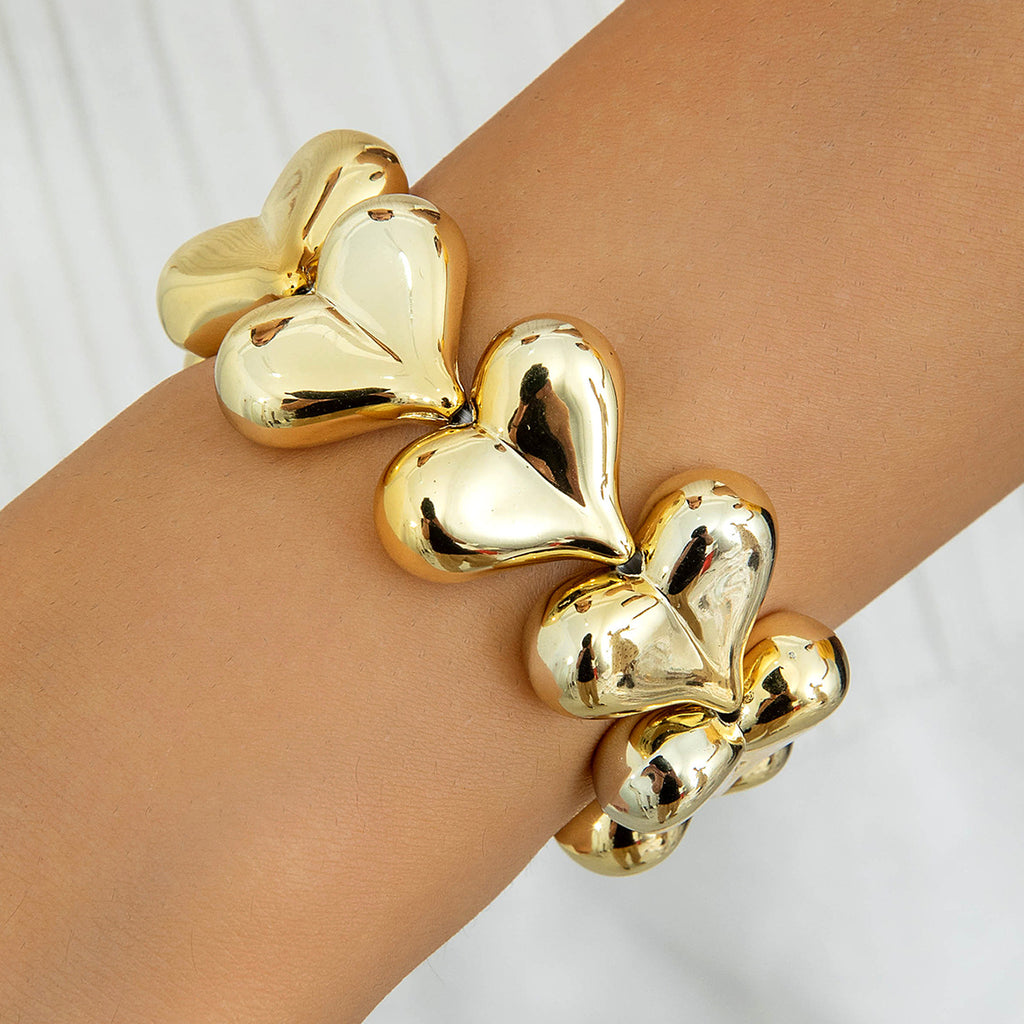 European and American Fashion Personality Heart Exaggerated Necklace Irregular ccb Beaded Bracelet Jewelry Set