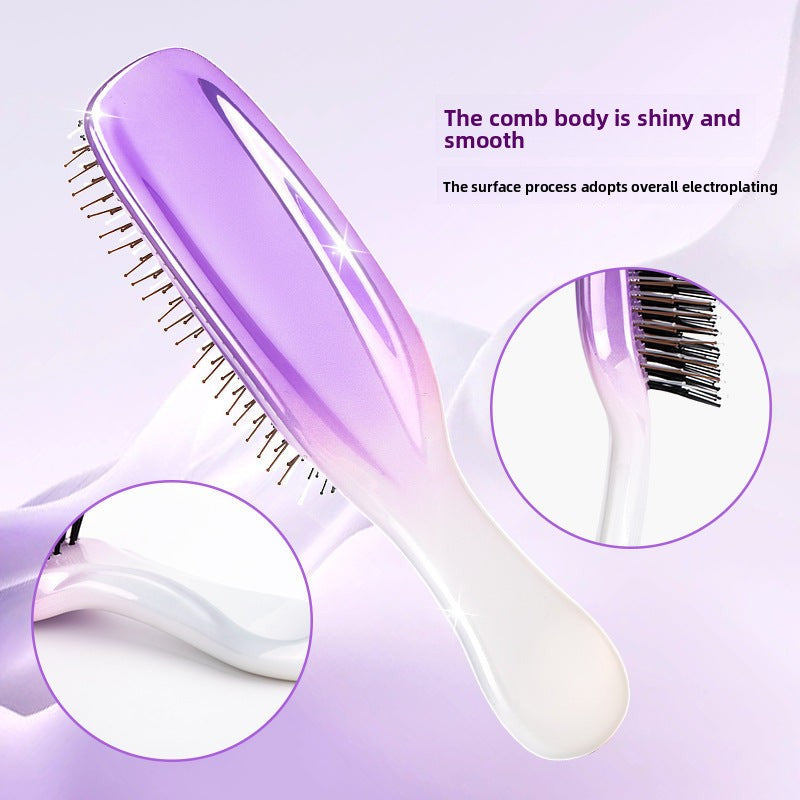 Cross-Border Meridian Fluffy Scalp Cleaning Care Comb High Low Comb Teeth Dry Wet Dual-Use Smooth Hair Fine Needle Electroplated Massage Comb