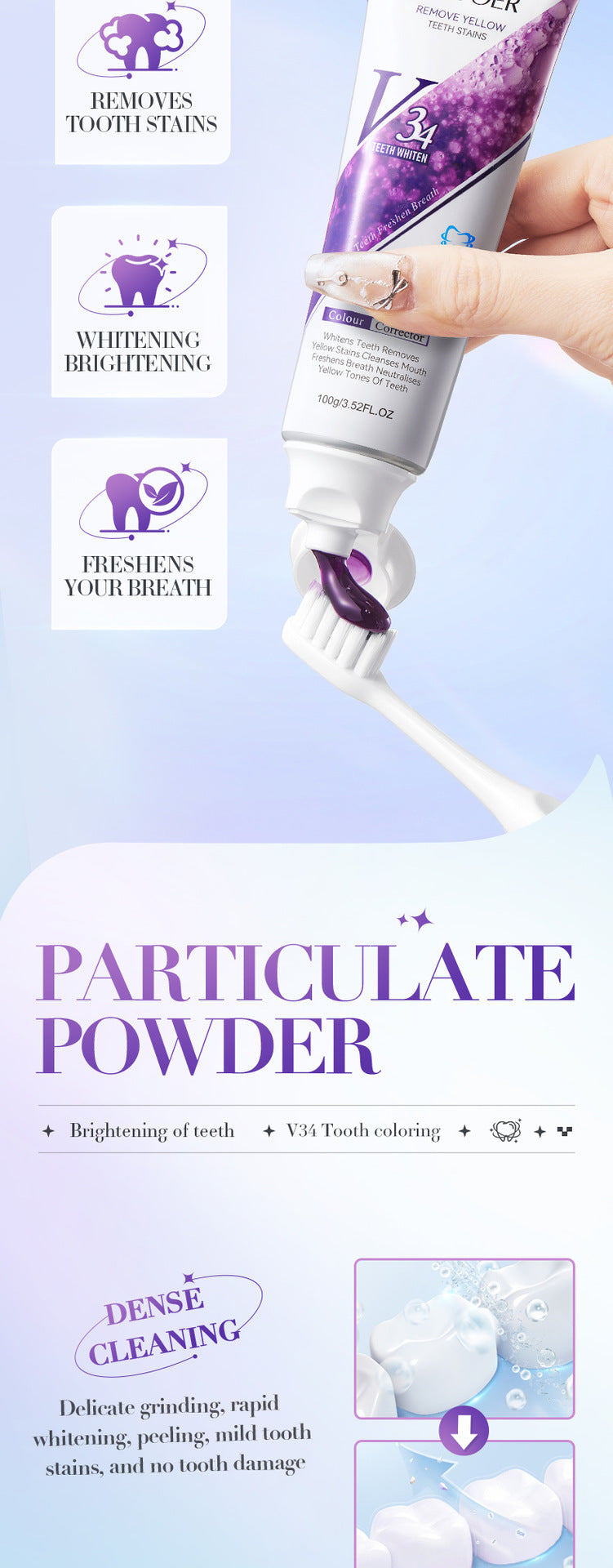 V34Whitening Toothpaste SADOER Clean Tartar Brightening Toothpaste  Wholesale