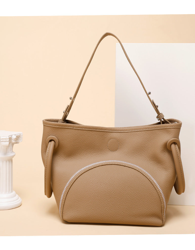 Niche Design Commuter Basket Handbag Tote Bag2024New style lazy style single shoulder bag, soft leather crossbody bag for women