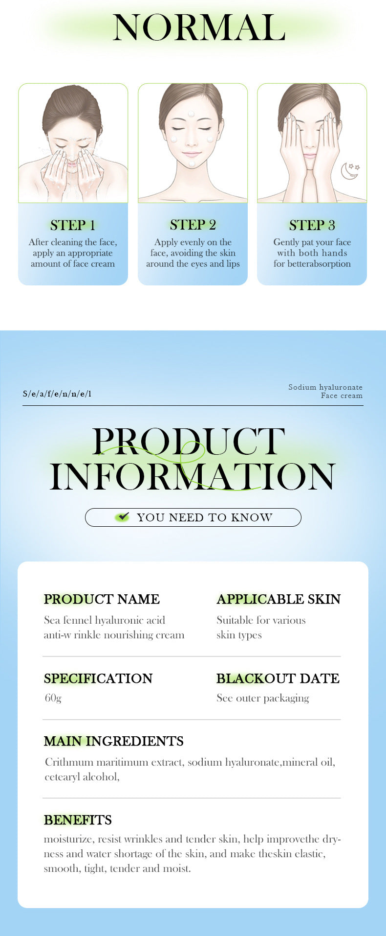 Sea Fennel Hyaluronic Acid Skin Care Set  BIOAOUA Moisturizing Five-Piece Set Cross-Border Wholesale