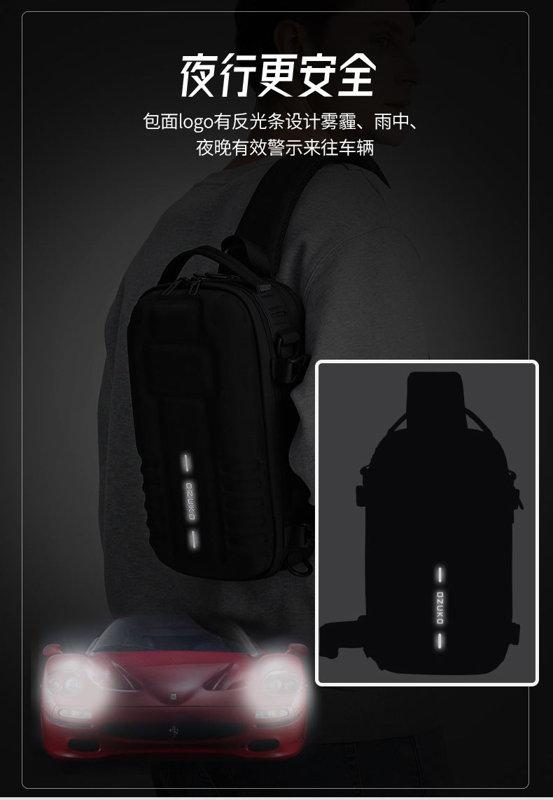 OZUKO EVA Hard Shell Chest Bag Men's Crossbody Bag Tactical Functional Waterproof Large Capacity Outdoor Cycling Bag