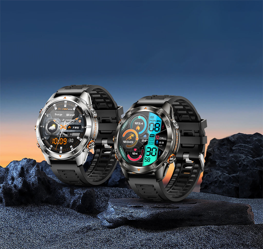 KT80Smart Watch Bluetooth Call True Heart Rate Step Sleep Monitoring IP68Deep Waterproof Flashlight Three-Proof