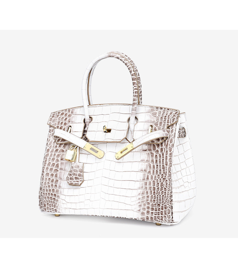 European and American New Style Platinum Bag Crocodile Pattern Women Genuine Leather High-end Fashion Women's Bag Single Shoulder Crossbody Large Capacity Handbag