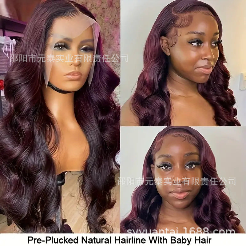 Dark Burgundy Lace Front Wigs 13X4 Body Wave Synthetic Wigs