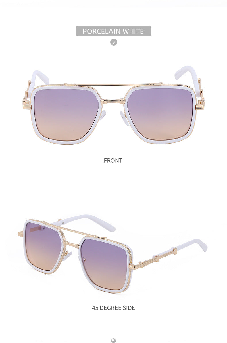 Vintage Double Bridge Square Frame Men's Sunglasses Outdoor Hiking Trendy Sunglasses Sun Protection Glasses Wholesale shades
