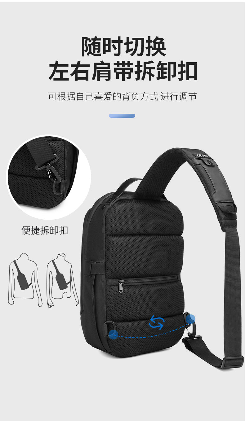 OZUKO Business Chest Bag Men's Large Capacity Waterproof Crossbody Bag High-end trendy brand simple commuter portable bag