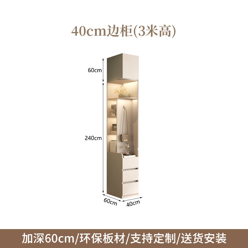 One Door to the Top Solid Wood Sliding Door Wardrobe Modern Simple Home Master Bedroom Sliding Door Large Wardrobe Cream Style