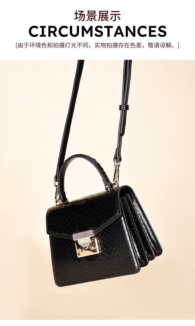 Snake Pattern Kelly Bag Niche Versatile Handbag High-Quality Fashion Women's Bag Light Luxury Single Shoulder Crossbody Women's Bag