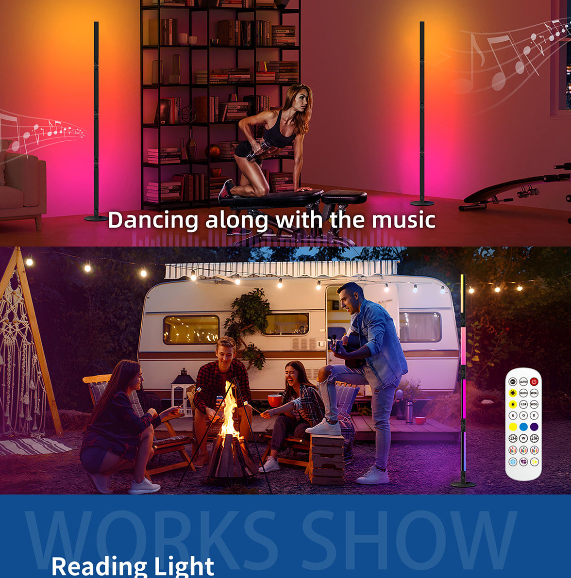 Bluetooth Floor Lamp led Floor Lamp RGBCW Atmosphere Light Symphony Floor Lamp Gaming Atmosphere Light Foldable Model