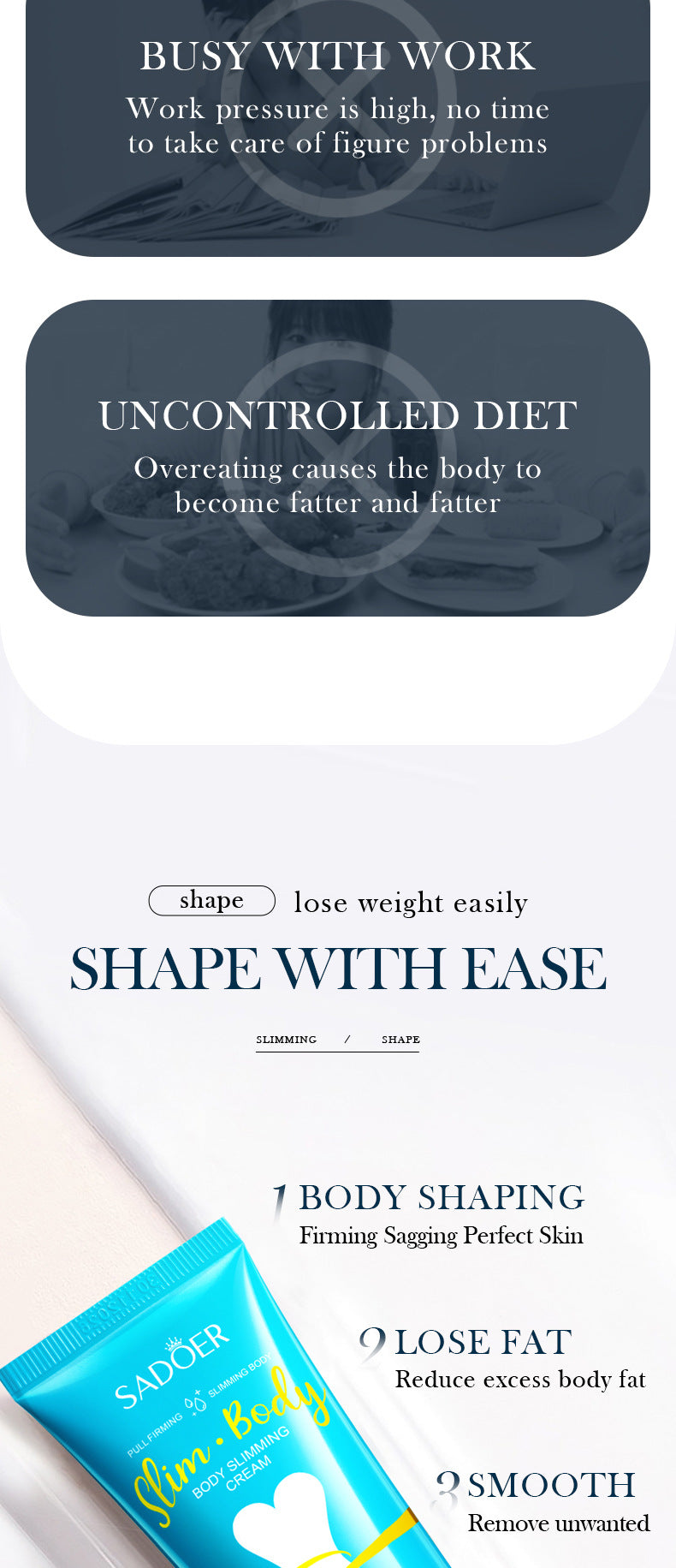 Slimming Cream SADOER Body Shaping Care Products  Foreign Trade Live Streaming Skincare Manufacturer Wholesale