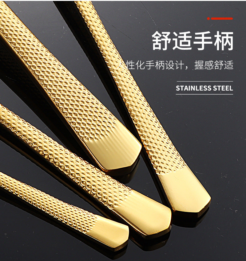 201Stainless steel tableware hotel high-end cutlery set24Set of Restaurant Star Point Steak Knife and Fork Set