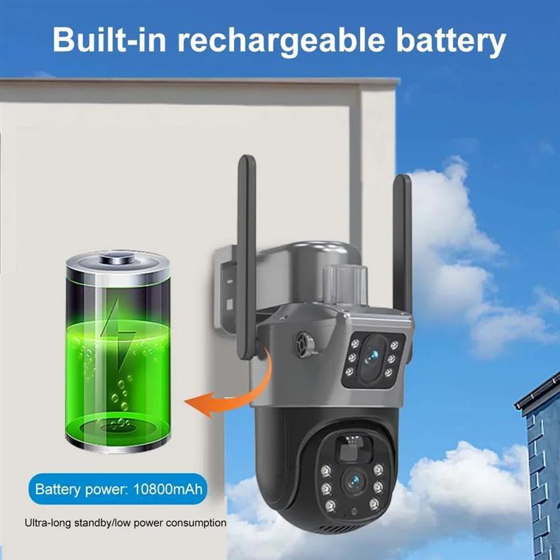 Gunball4g Solar camera HD night vision panoramic home use remote dual lens outdoor surveillance