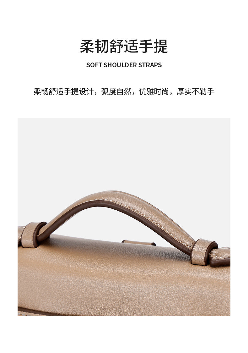 Genuine Leather Vintage Kelly Bag for Women, High-End Versatile Underarm Commuter Messenger Bag, Top Layer Cowhide Single Shoulder Crossbody Bag for Women