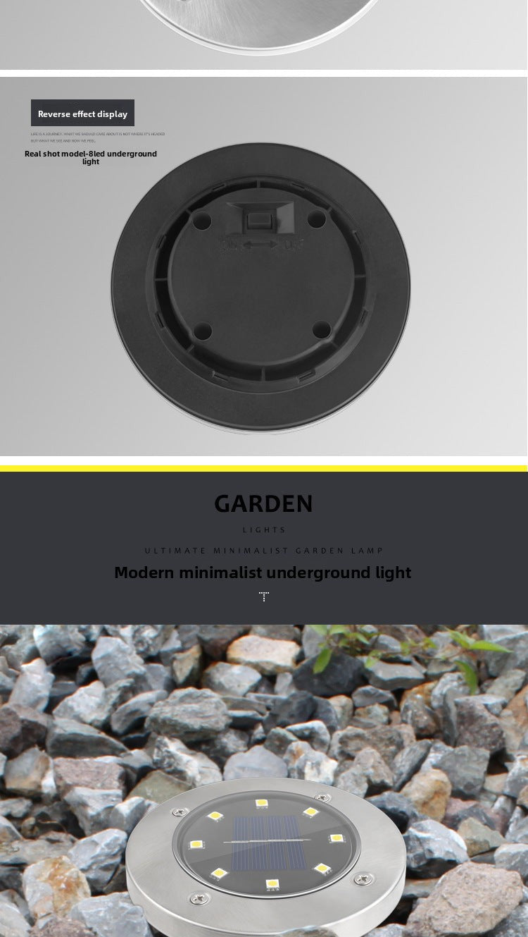 Outdoor Waterproof Solar8LED Underground Light Stainless Steel Lawn Light Garden Light Garden Villa Landscape Light
